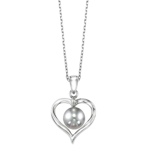 Silver Heart Necklace with Pearl Van Adams Jewelers Snellville, GA