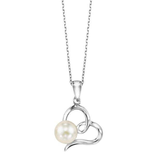 Sterling Silver Heart Necklace With One Fresh Water Pearl Van Adams Jewelers Snellville, GA