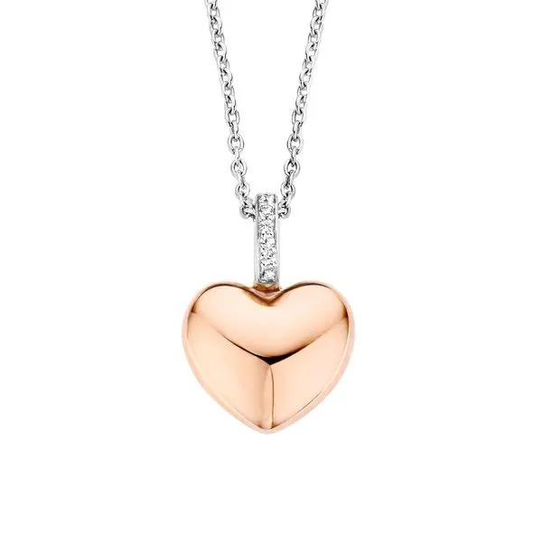 TiSento-Milano Silver and Rose Gold Heart Pendant Van Adams Jewelers Snellville, GA