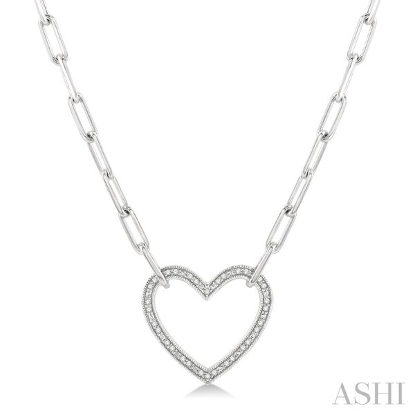 Silver Heart Shape Paper Clip Diamond Fashion Pendant Van Adams Jewelers Snellville, GA