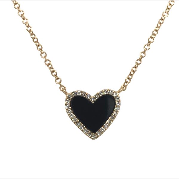 Diamond and Onyx Heart Necklace Van Adams Jewelers Snellville, GA
