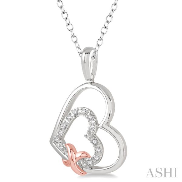 Silver Heart Shape Diamond Pendant Image 3 Van Adams Jewelers Snellville, GA