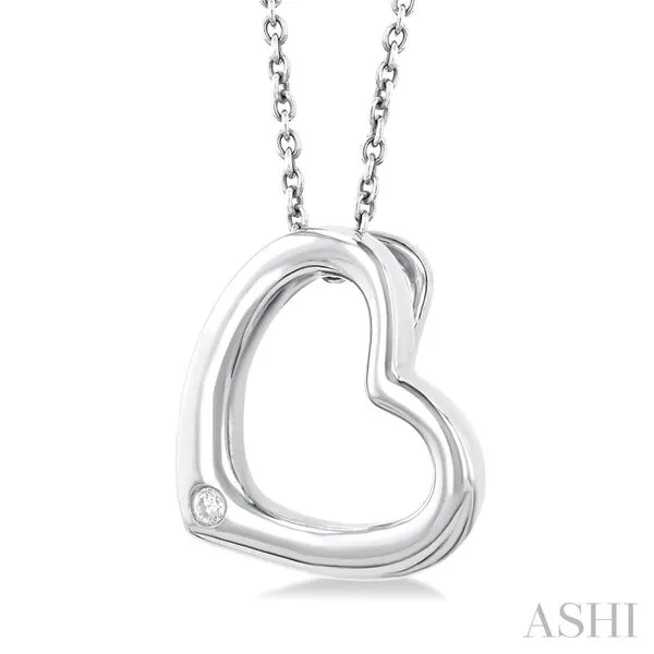 Silver Heart Shape Diamond Fashion Pendant Image 2 Van Adams Jewelers Snellville, GA
