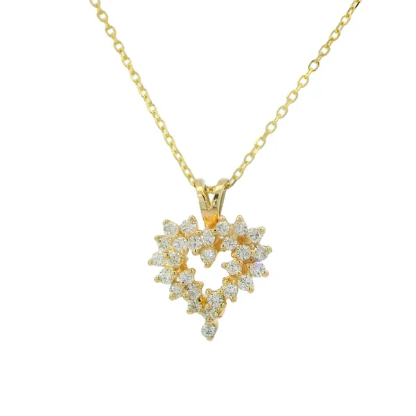14K Yellow Gold Diamond Heart Necklace Image 2 Van Adams Jewelers Snellville, GA