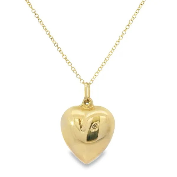 14K Yellow Gold Puffed Heart Necklace Van Adams Jewelers Snellville, GA