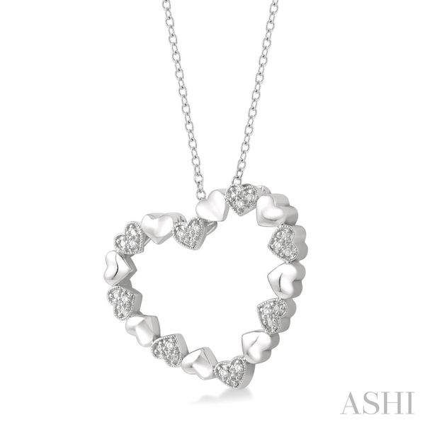 Silver Heart Shape Diamond Pendant Image 2 Van Adams Jewelers Snellville, GA