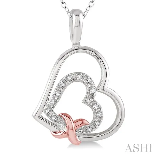 Silver Heart Shape Diamond Pendant Image 2 Van Adams Jewelers Snellville, GA