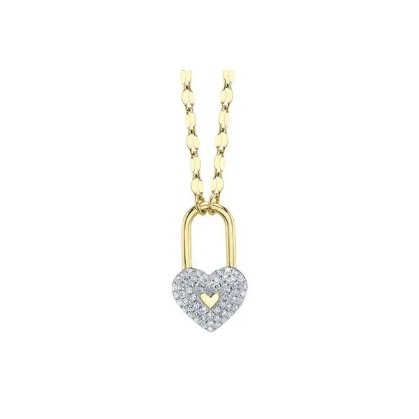 0.13CT DIAMOND PAVE HEART LOCK SPARKLE CHAIN NECKLACE Van Adams Jewelers Snellville, GA