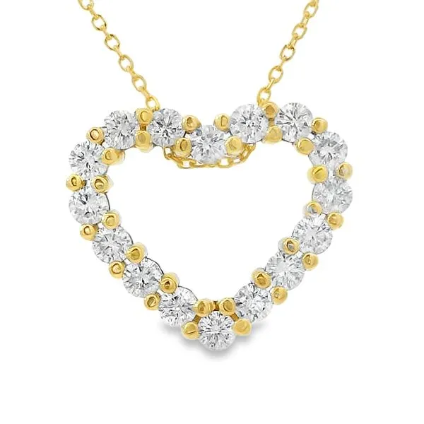1 CT Yellow Gold Diamond Heart Necklace Image 2 Van Adams Jewelers Snellville, GA