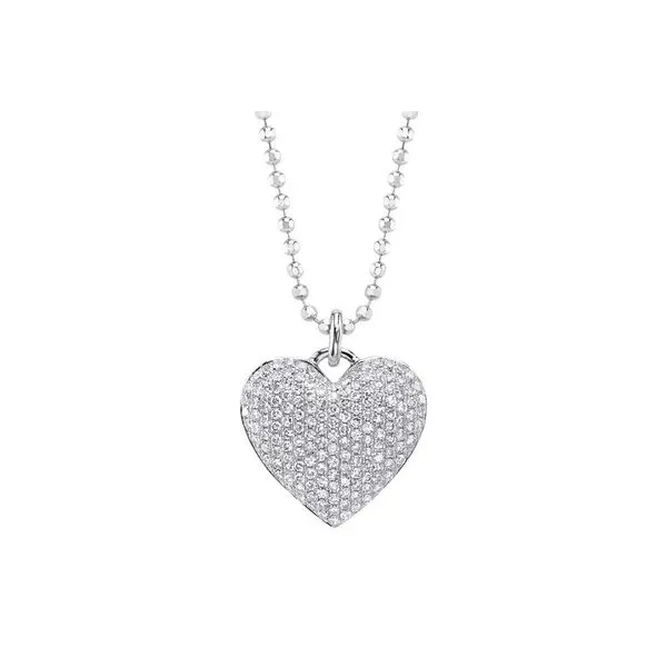 0.36CT DIAMOND PAVE HEART FACETED BALL CHAIN NECKLACE Van Adams Jewelers Snellville, GA