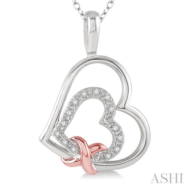 Silver Heart Shape Diamond Pendant Image 2 Van Adams Jewelers Snellville, GA