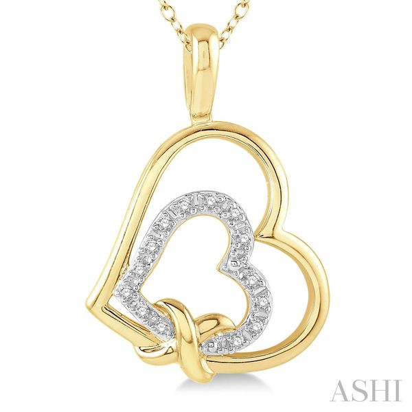 Gold Vermeil Double Heart Shape Diamond Fashion Pendant Image 3 Van Adams Jewelers Snellville, GA
