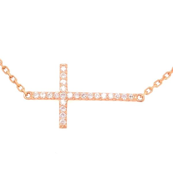 14k Rose Gold Diamond Cross Necklace Van Adams Jewelers Snellville, GA