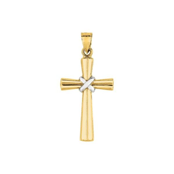 14K Two-Toned White & Yellow Gold Cross Pendant Van Adams Jewelers Snellville, GA