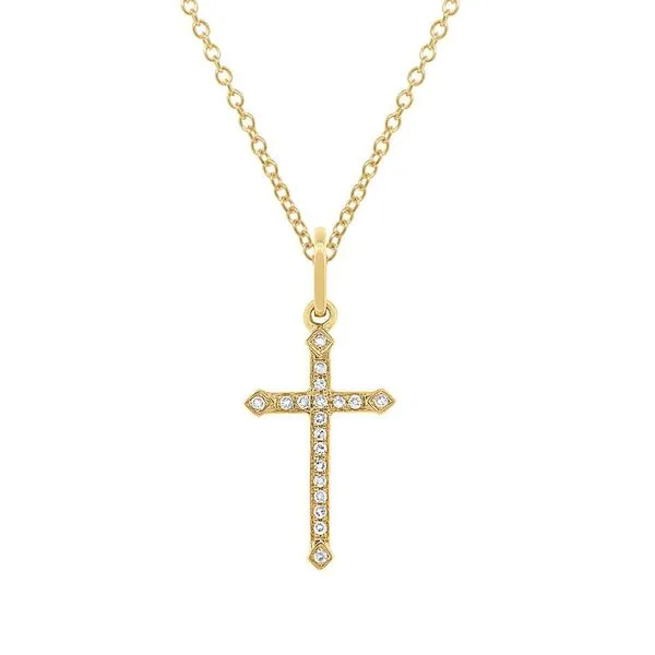 14K Yellow Gold Diamond Cross Pendant Van Adams Jewelers Snellville, GA