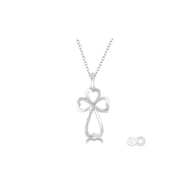 Sterling Silver Cross Heart Shape Diamond Pendant Van Adams Jewelers Snellville, GA