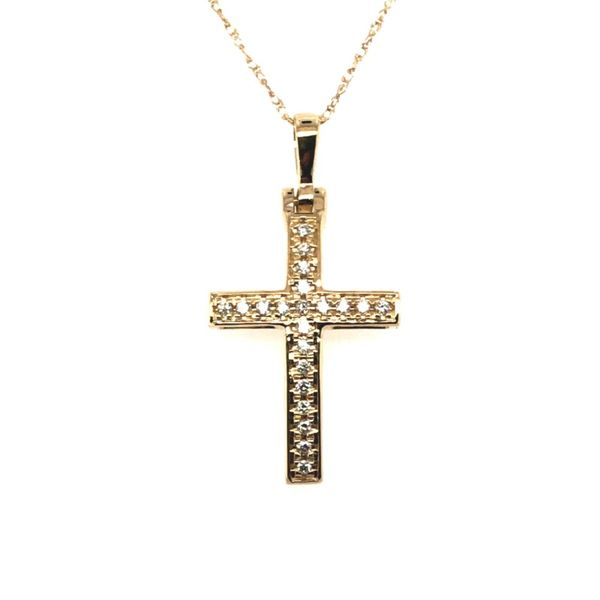 14K Yellow Gold Diamond Cross Pendant Van Adams Jewelers Snellville, GA
