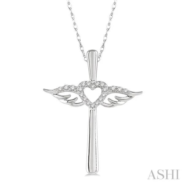 Diamond Angel Wings Heart Shape & Cross Pendant Van Adams Jewelers Snellville, GA