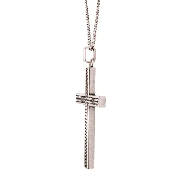 Sterling Silver Chevron Cross Pendant Image 3 Van Adams Jewelers Snellville, GA