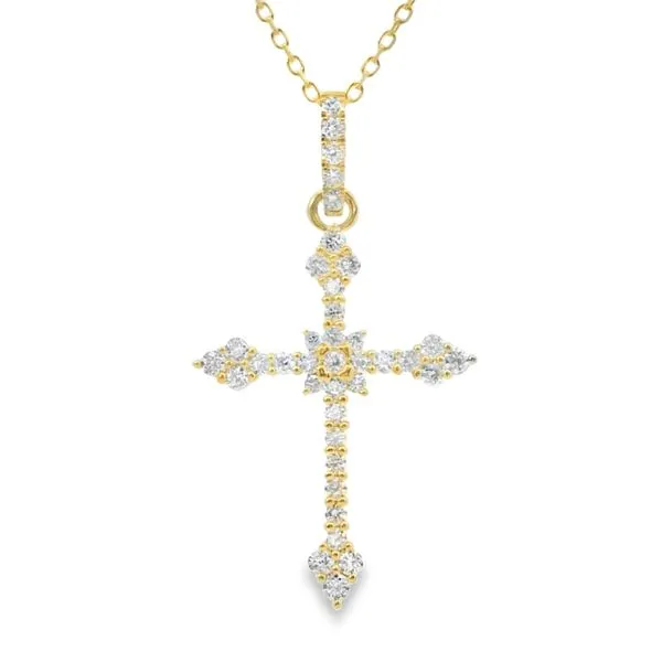 YELLOW 14 KARAT CROSS NECKLACE Image 2 Van Adams Jewelers Snellville, GA