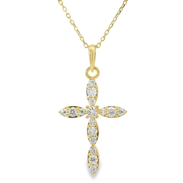 YELLOW 14 KARAT DIAMONDS CROSS NECKLACE Van Adams Jewelers Snellville, GA