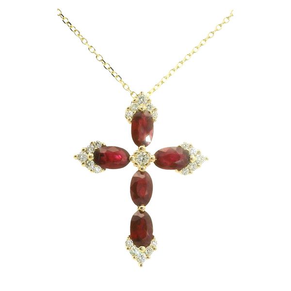 Ruby and Diamond Cross Necklace Van Adams Jewelers Snellville, GA