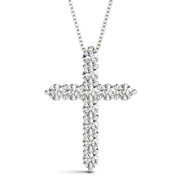 14K White Gold 3.24 CTW Lab-Grown Diamond Cross Necklace Van Adams Jewelers Snellville, GA