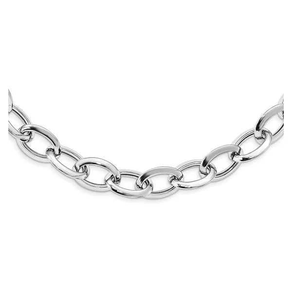 Sterling Silver Rhodium plated Polished Fancy Link Necklace Van Adams Jewelers Snellville, GA