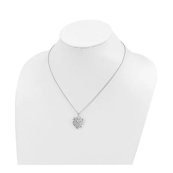 Sterling Silver Rhodium Leaf Necklace Image 3 Van Adams Jewelers Snellville, GA