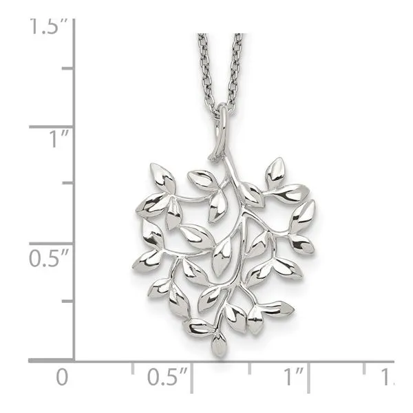 Sterling Silver Rhodium Leaf Necklace Image 4 Van Adams Jewelers Snellville, GA