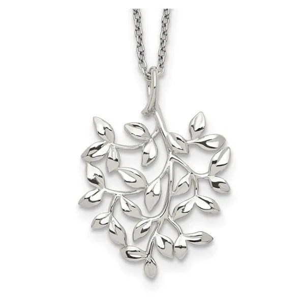Sterling Silver Rhodium Leaf Necklace Van Adams Jewelers Snellville, GA