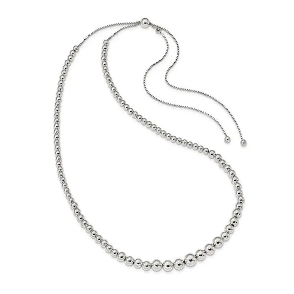Sterling Silver Graduated Beads Adjustable Necklace Image 2 Van Adams Jewelers Snellville, GA