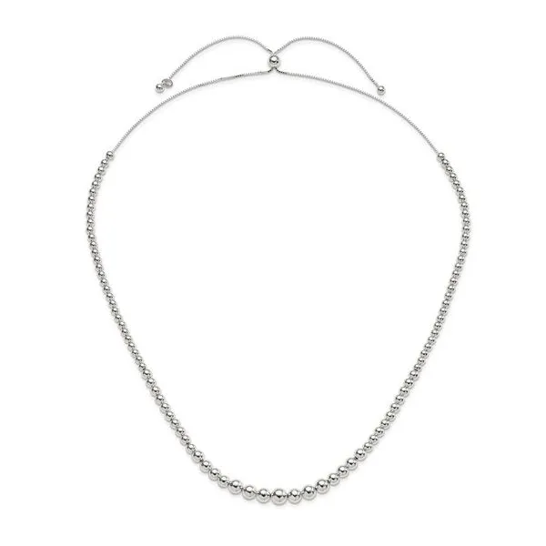 Sterling Silver Graduated Beads Adjustable Necklace Image 3 Van Adams Jewelers Snellville, GA
