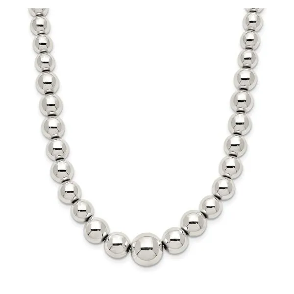 Sterling Silver Polished Beaded Necklace Van Adams Jewelers Snellville, GA