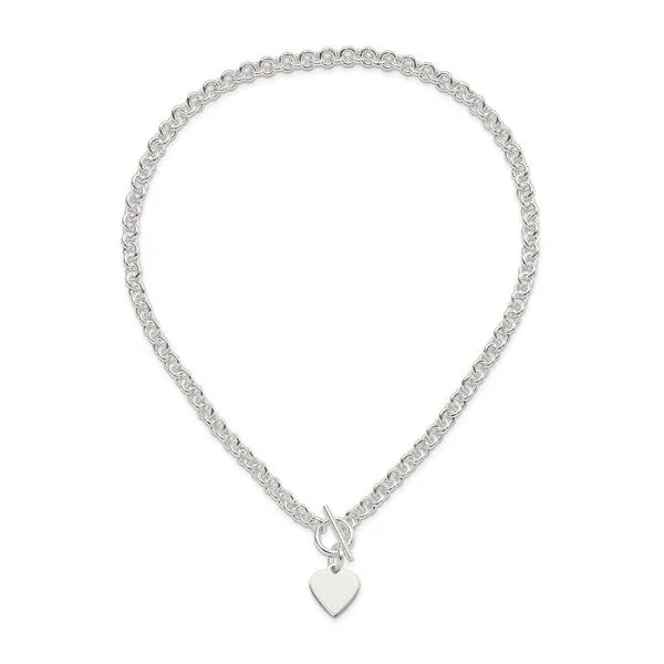 Sterling Silver Heart Necklace with Toggle Clasp Image 2 Van Adams Jewelers Snellville, GA
