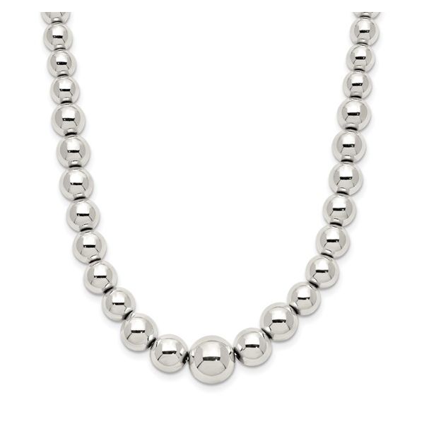 Sterling Silver Polished Beaded Necklace Van Adams Jewelers Snellville, GA