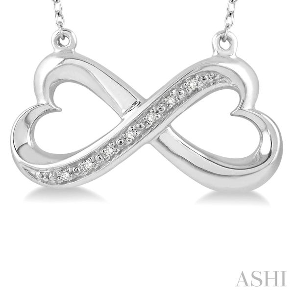 Silver Infinity Heart Shape Diamond Pendant Image 3 Van Adams Jewelers Snellville, GA