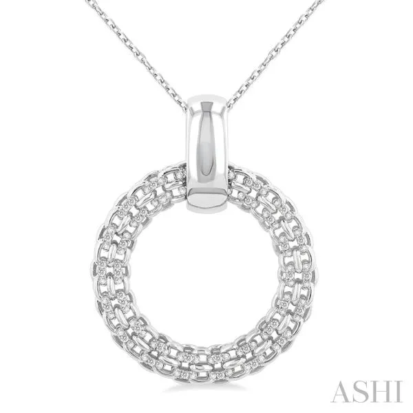 silver bold circle diamond pendant Van Adams Jewelers Snellville, GA