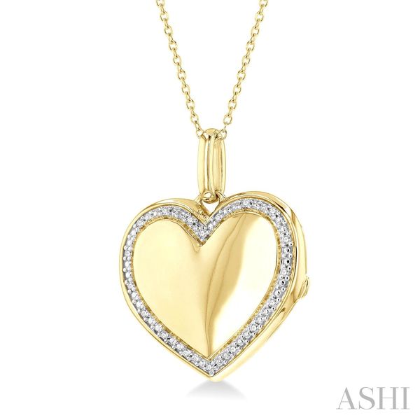 Gold Vermeil Heart Shape Diamond Locket Pendant Image 2 Van Adams Jewelers Snellville, GA