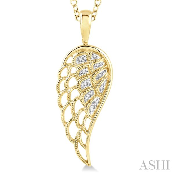 Gold Vermeil Angel Wings Diamond Fashion Pendant Image 3 Van Adams Jewelers Snellville, GA