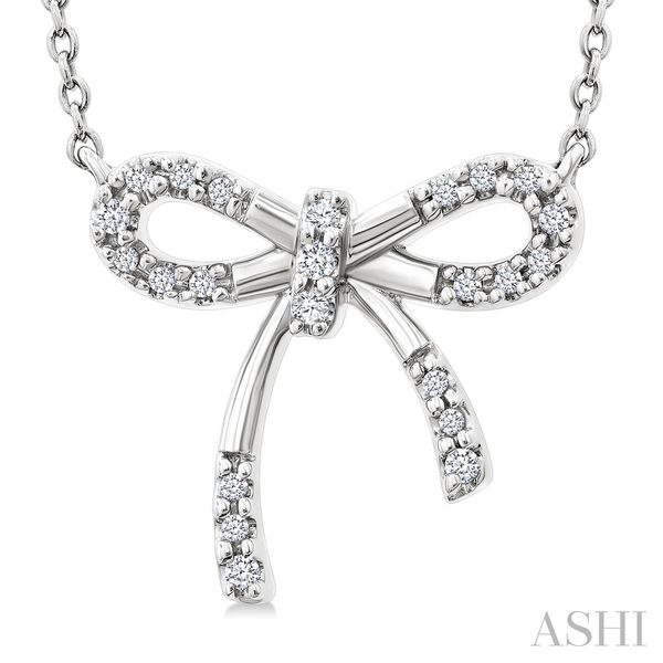 Silver Bow Diamond Fashion Pendant Image 2 Van Adams Jewelers Snellville, GA