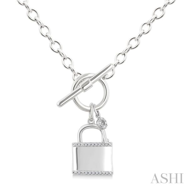 Silver Lock & Key Toggle Diamond Fashion Necklace Van Adams Jewelers Snellville, GA