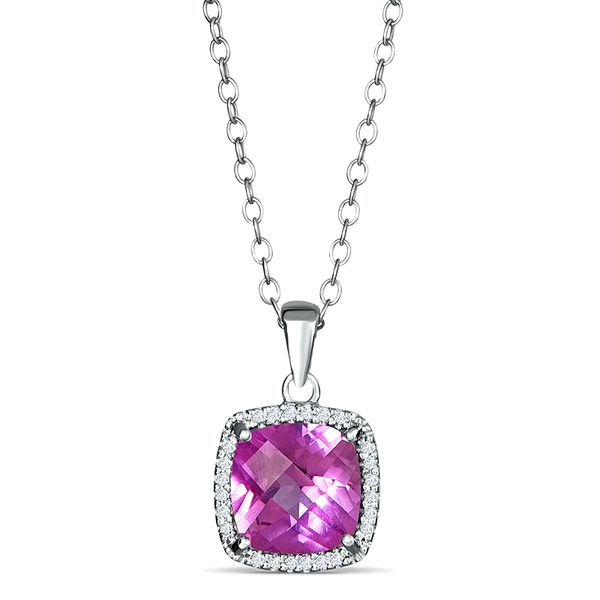 Sterling Silver Pink Quartz and Diamond Pendant Van Adams Jewelers Snellville, GA