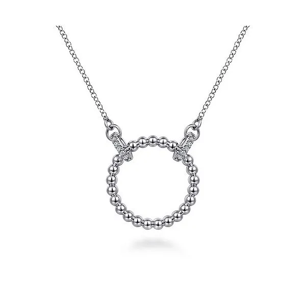 Sterling Silver Open Circle Bujukan Pendant Necklace with White Sapphire Van Adams Jewelers Snellville, GA