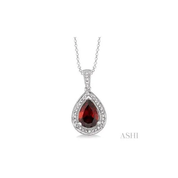 Pear Shape Silver Gemstone & Diamond Pendant Van Adams Jewelers Snellville, GA
