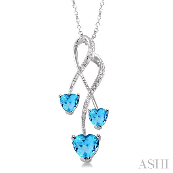 Silver Triple Heart Shape Gemstone & Diamond Pendant Van Adams Jewelers Snellville, GA