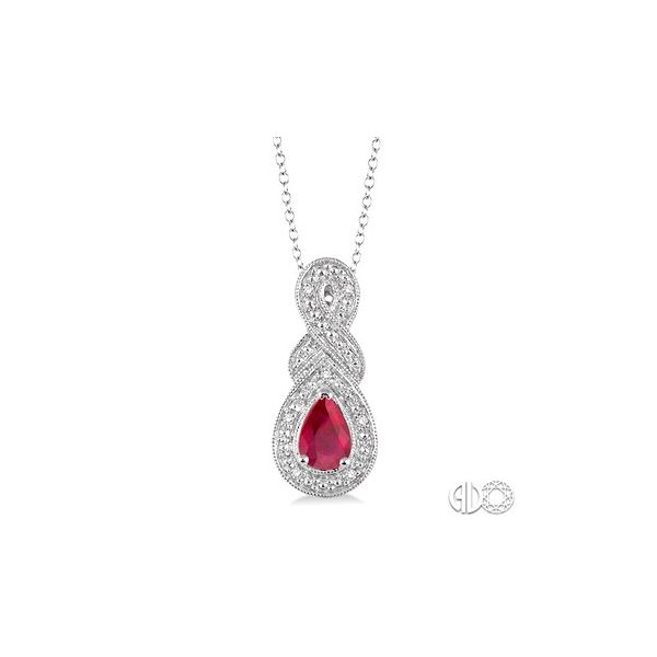 Pear Shape Silver Gemstone & Diamond Pendant Van Adams Jewelers Snellville, GA