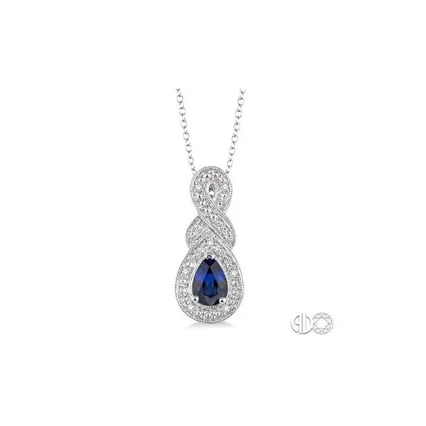 Pear Shape Silver Gemstone & Diamond Pendant Van Adams Jewelers Snellville, GA