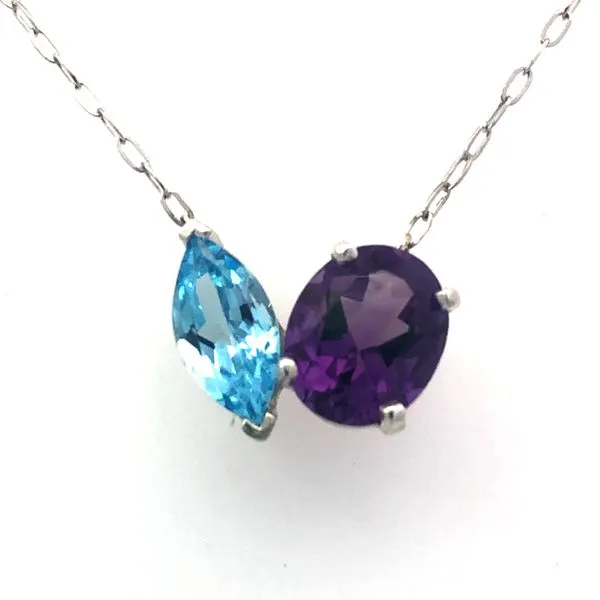 2 Stone Amethyst and Blue Topaz Necklace Image 2 Van Adams Jewelers Snellville, GA