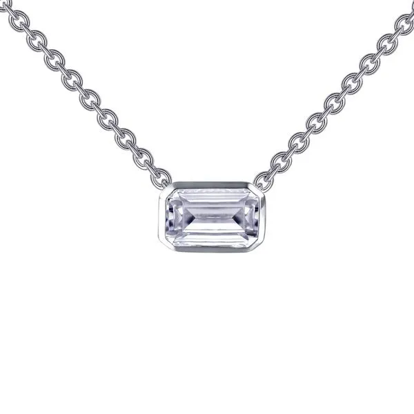 LaFonn bezel set Emerald Cut cubic zirconia on an adjustable silver chain Van Adams Jewelers Snellville, GA